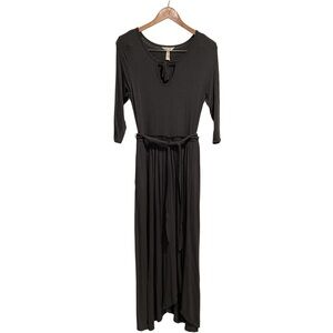 Matilda Jane Modest Peasant Midi Dress Gray Heather 3/4 Sleeve